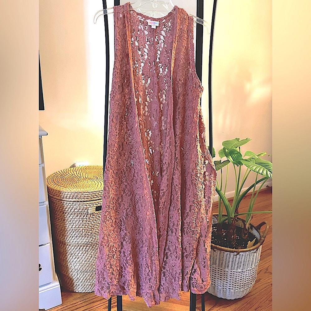 Mauve Boho Lace Vest